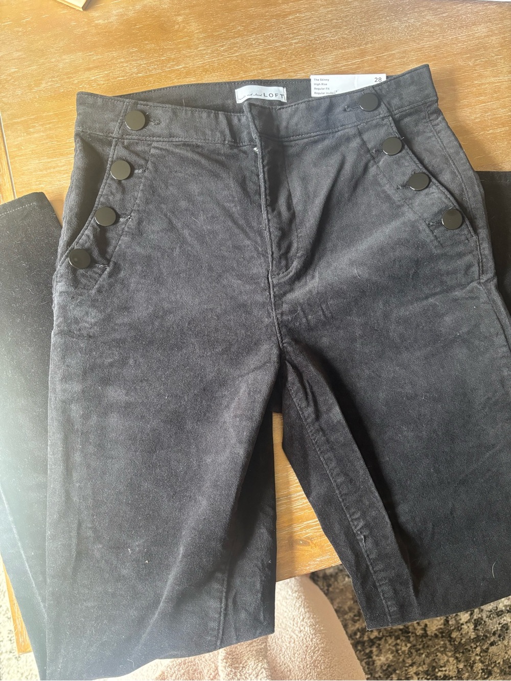 LOFT Mariner Skinny Pants in Black Velvet